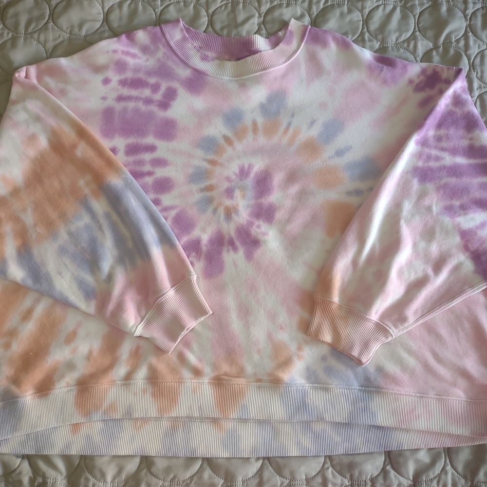American Eagle Pastel Tie Dye Oversized Sweatshirt Women's Size XL